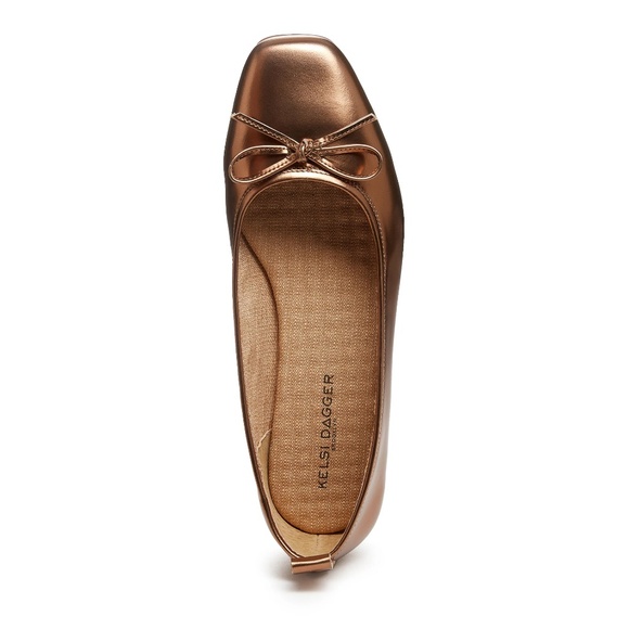 Kelsi Dagger Frankie Cognac Metallic Ballet Flats - Picture 1 of 7